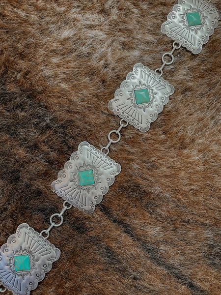 Silver Square Concho Chain Belt