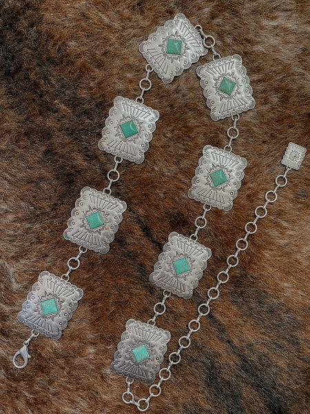 Silver Square Concho Chain Belt