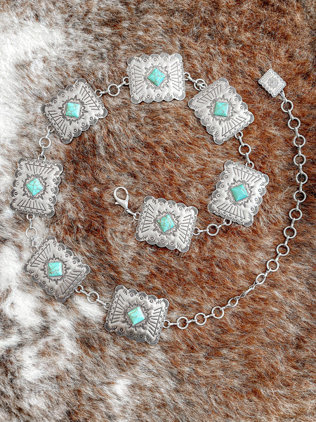 Silver Square Concho Chain Belt