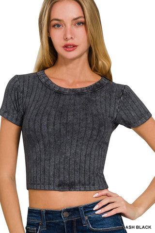 Ribbed Short Sleeve Cropped Top