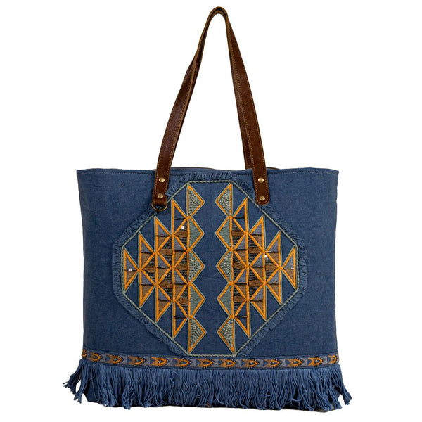 Ember Reflections Embroidered Tote Bag