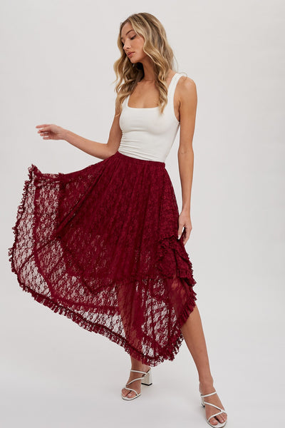 Lace Tier Midi Skirt