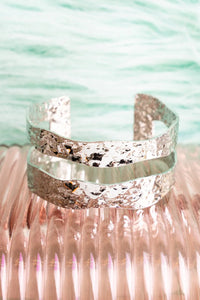 Hammered Wavy Silvertone Cuff