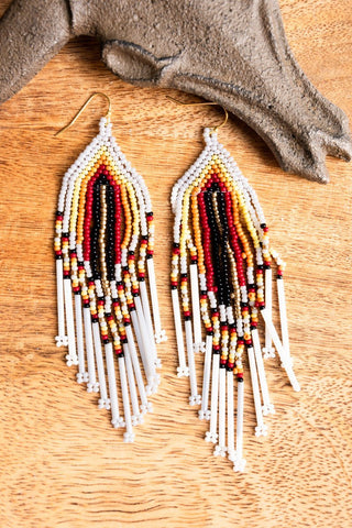 River White Fringe Bead Earrings