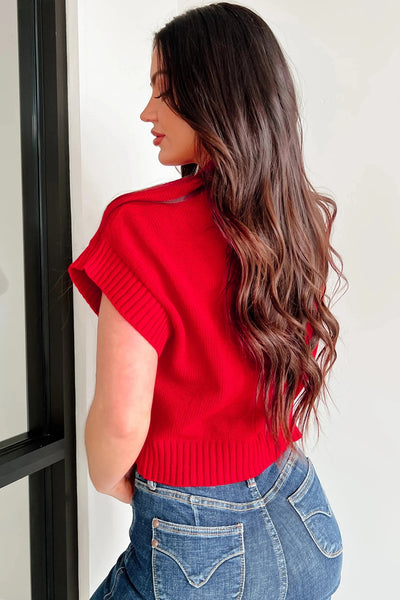 Heart Cropped Short Sleeve Sweater
