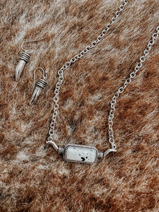 Steer Clear Of The Horns Necklace and Earring Set