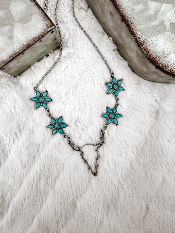 Turquoise Rodey Steer Necklace