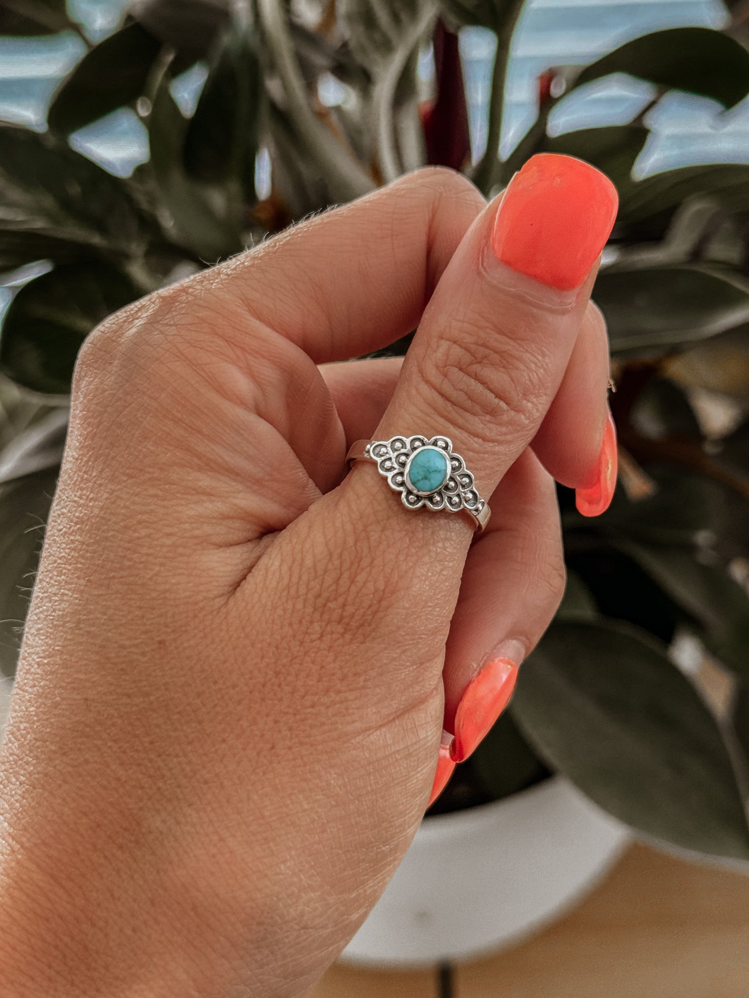 Oval Turquoise Sterling Silver Ring