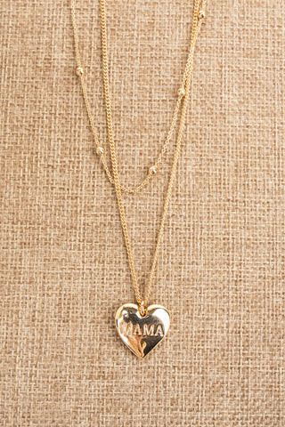 'MAMA' Heart Layered Goldtone Necklace