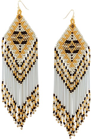 Western Aztec Seed Fringe Bead Earrings
