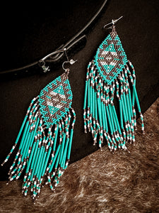 Western Fringe Turquoise Bead Earrings