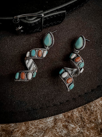 Western Spiral Multi Color Earrings