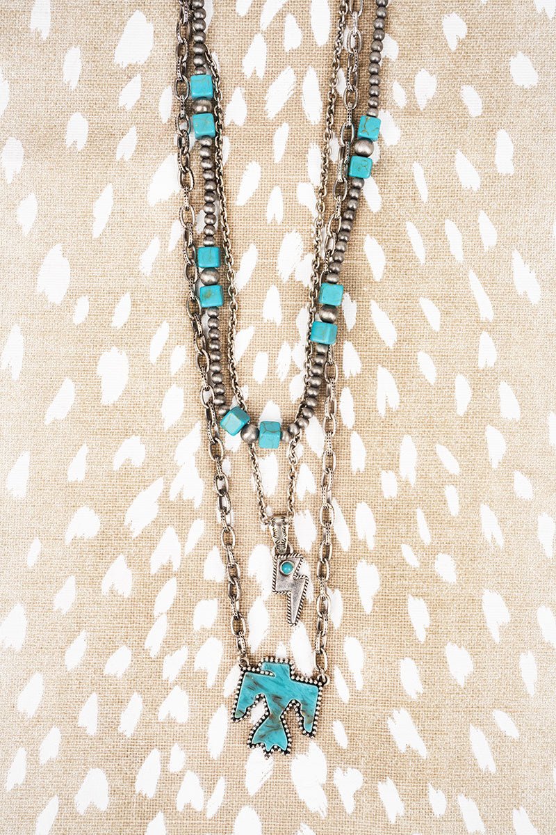 Turquoise Bolted Thunderbird Layered Necklace