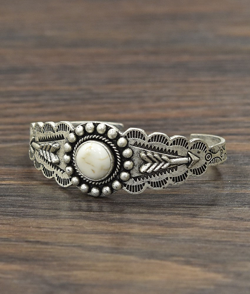 Natural White Turquoise Cuff Bracelet