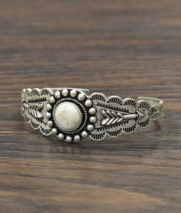 Natural White Turquoise Cuff Bracelet