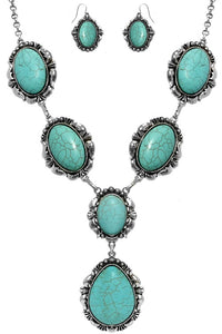 Western Concho Multi Shape Gem Stone Necklace Set