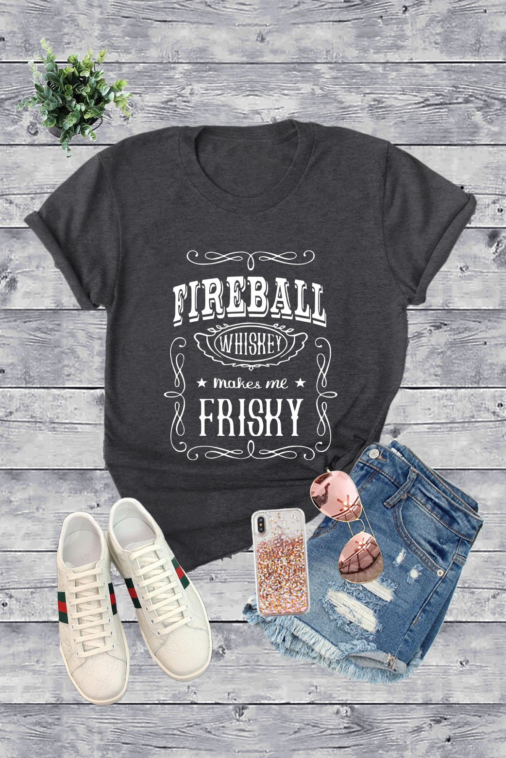‘Fireball Whiskey Makes Me Frisky’ Graphic Tee
