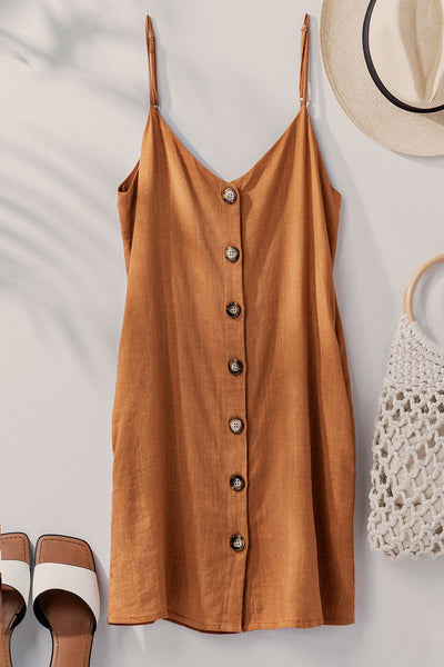 Linen Button Cami Dress