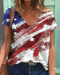 American Flag V-Neck Blouse
