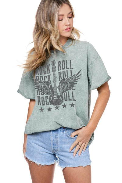 Rock & Roll Graphic Oversized Tee