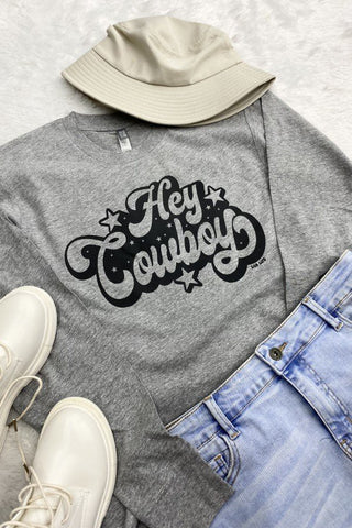 "Hey Cowboy" Long Sleeve Graphic Tee