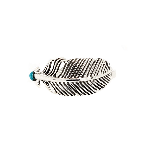 Sterling Silver Genuine Turquoise Feather Ring