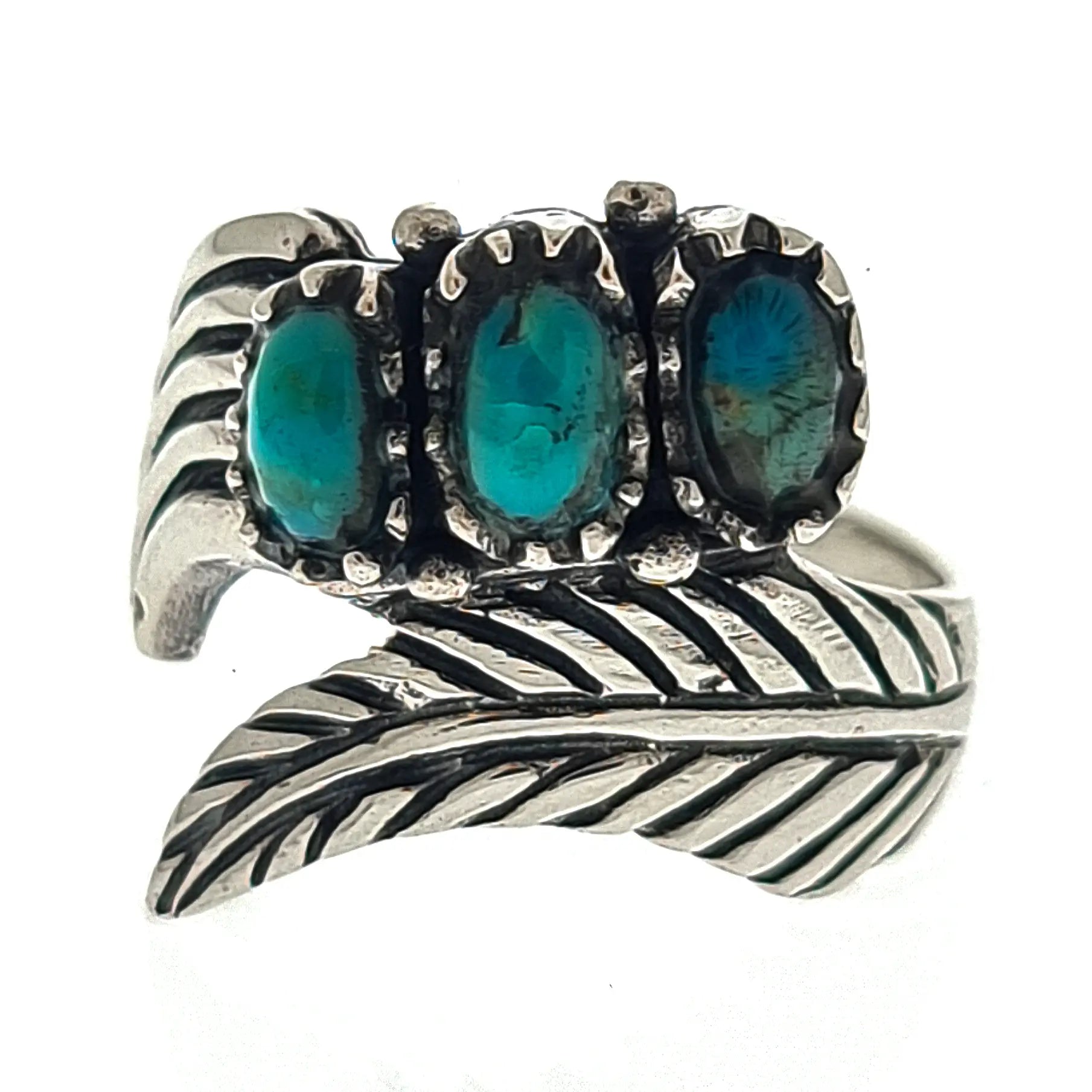 Feather Genuine Turquoise Ring