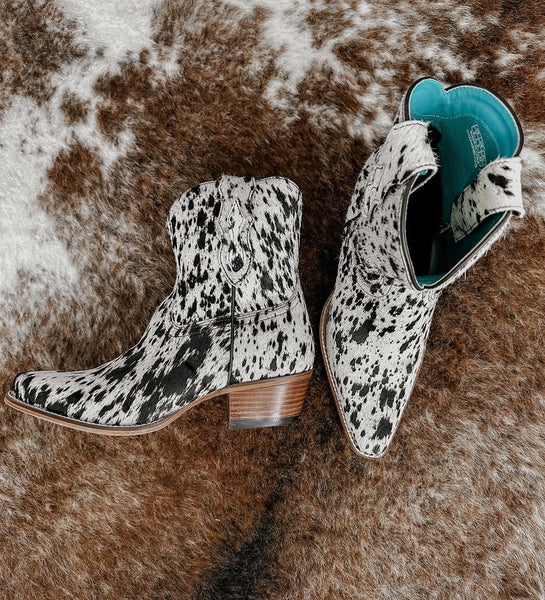 Cow Bow Western Cowhide Leather Booties