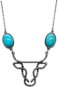 Western Cable Cow Head Necklace