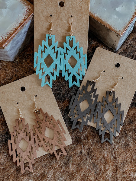 Western Aztec Wood Earrings