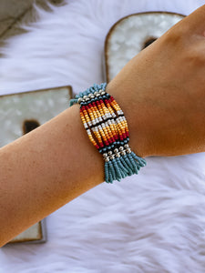 Ember Skies Turquoise Muti-Colored Bead Bracelet