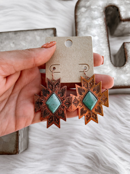 Turquoise Sagebrush Aztec Earrings