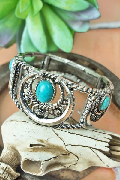 Silvertone Turquoise Bracelet
