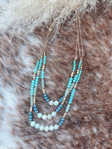 Amazonite And Mint Beaded layered Necklace