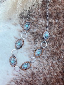 Western Concho And Brown Python Oval Necklace