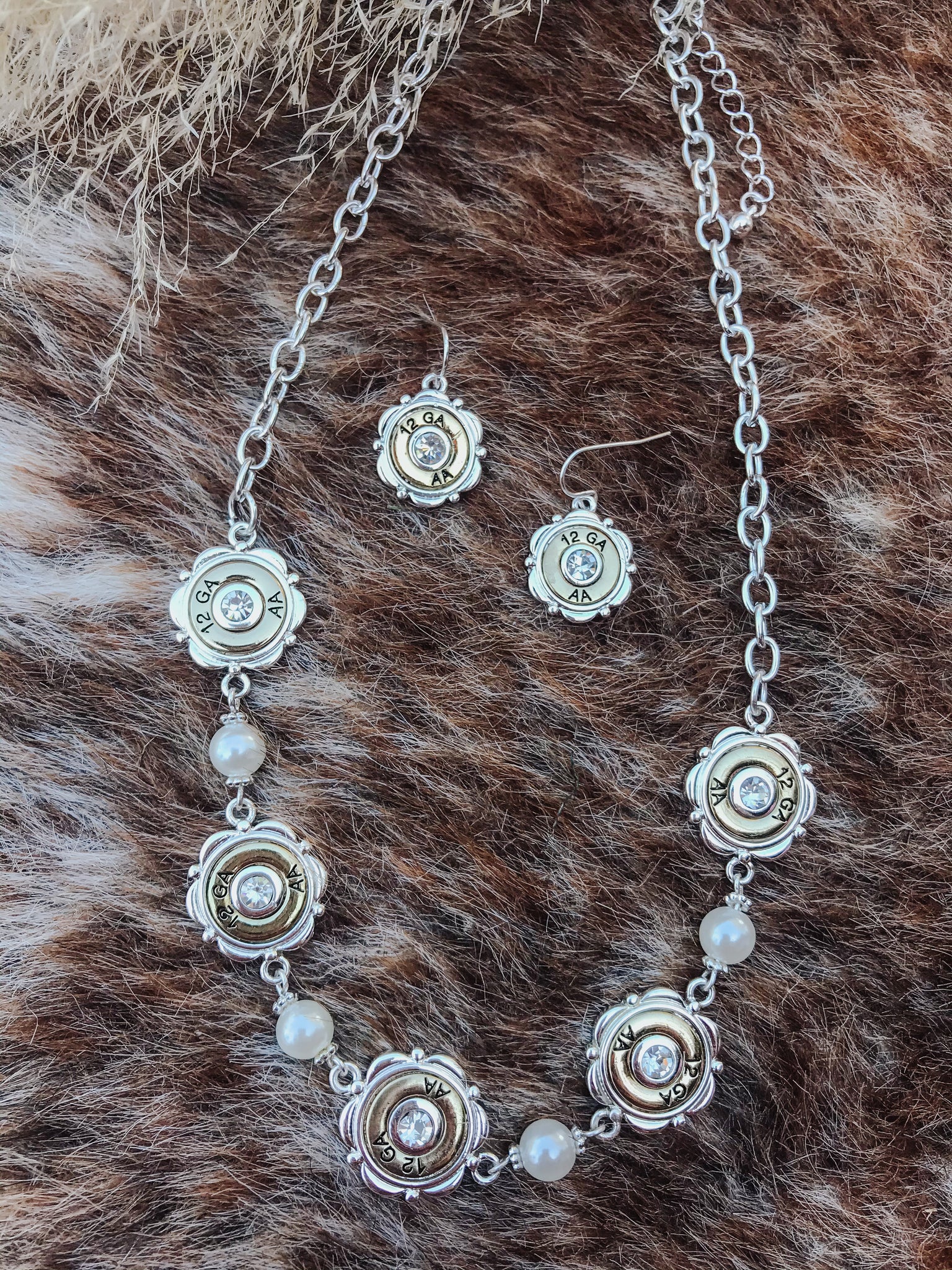 Shotgun Shell Necklace And Earring Set