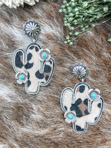 Leopard Faux Fur Cactus Earrings