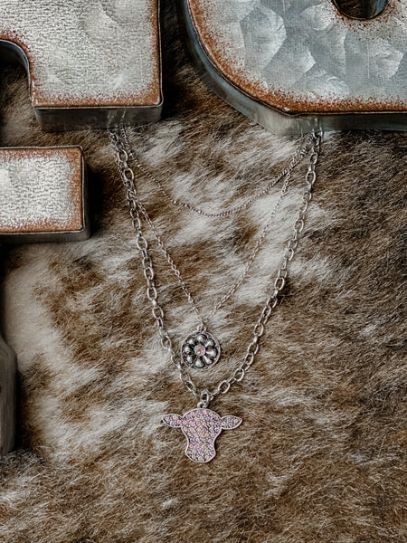Crystal Cow Layered Necklace