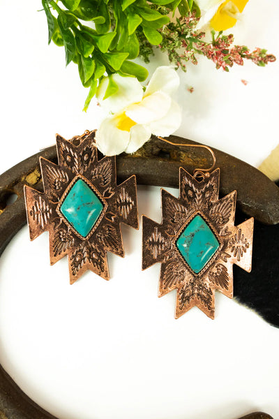 Turquoise Sagebrush Aztec Earrings
