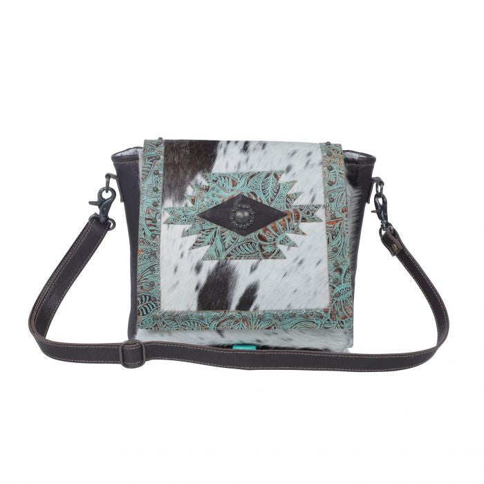 Teal Flowers Leather Concealed  Purse
