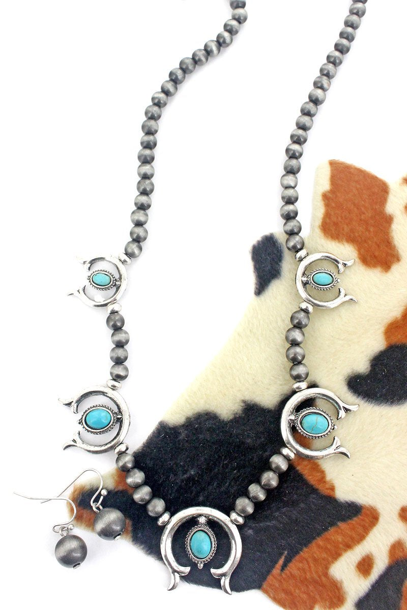 Silver River Turquoise Necklace And Earring Set