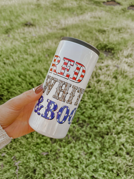 “Red White & Boozy” Stainless Steal Koozie