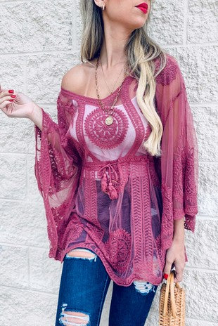Classic Lace Floral Poncho