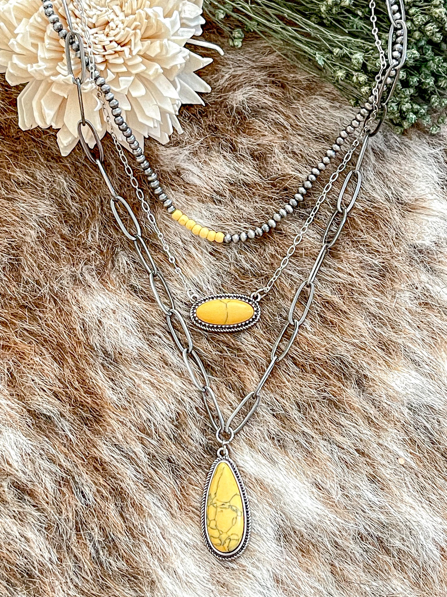 Yellow Layered Choker Necklace