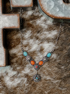 Multi Color Sierra Sands Silvertone Necklace