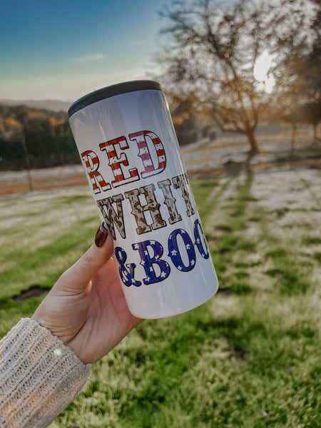 “Red White & Boozy” Stainless Steal Koozie