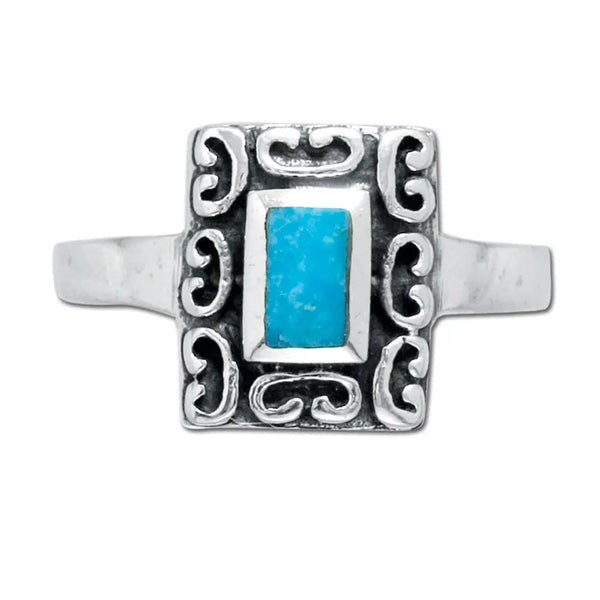 Square Genuine Turquoise Ring